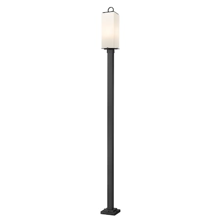 Z-Lite Sana 3 Light Outdoor Post Mounted Fixture, Black & White Opal 593PHBS-536P-BK